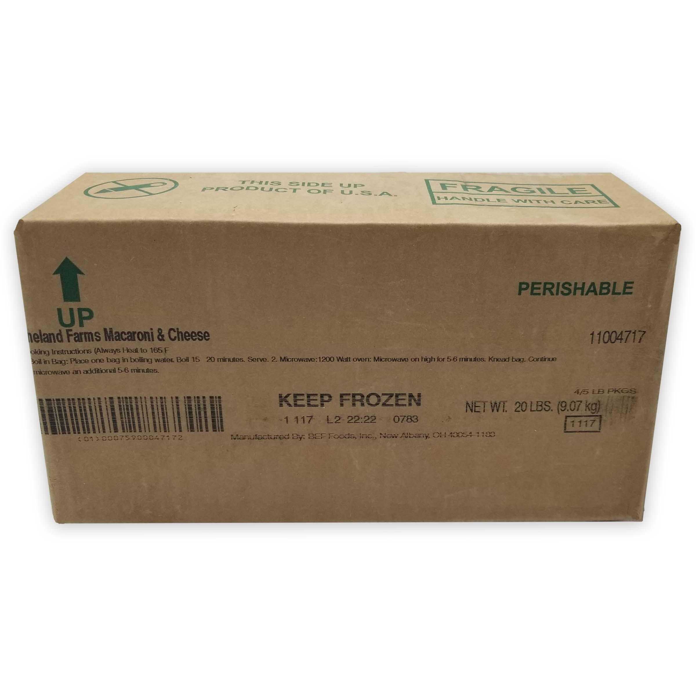 Pineland Farms Frozen Macaroni & Cheese, 4/5 Lb Bags