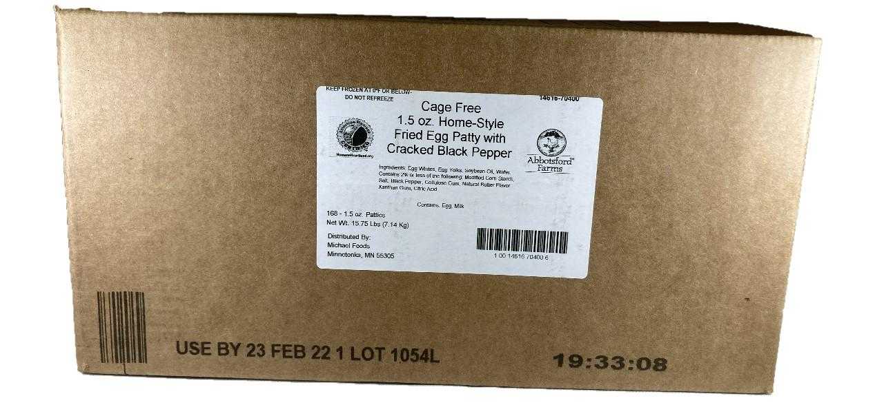 Abbotsford Farms® American Humane Certified Cage Free Fully-Cooked Home-Style Fried Egg with Cracked Black Pepper, 168/1.5 oz