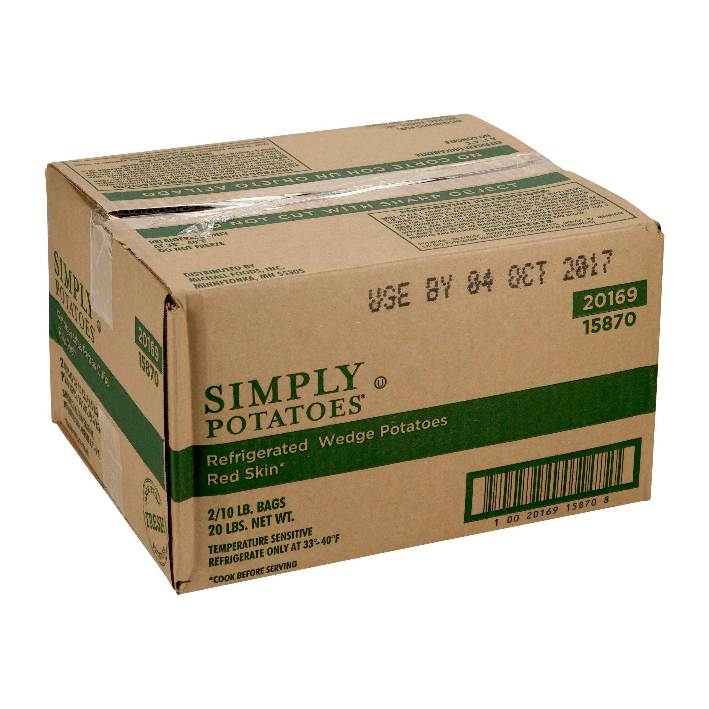 Simply Potatoes® Refrigerated Red Skin Wedges made with skin-on A-sized Red Potatoes 8-cut wedges, 2/10 Lb Bags