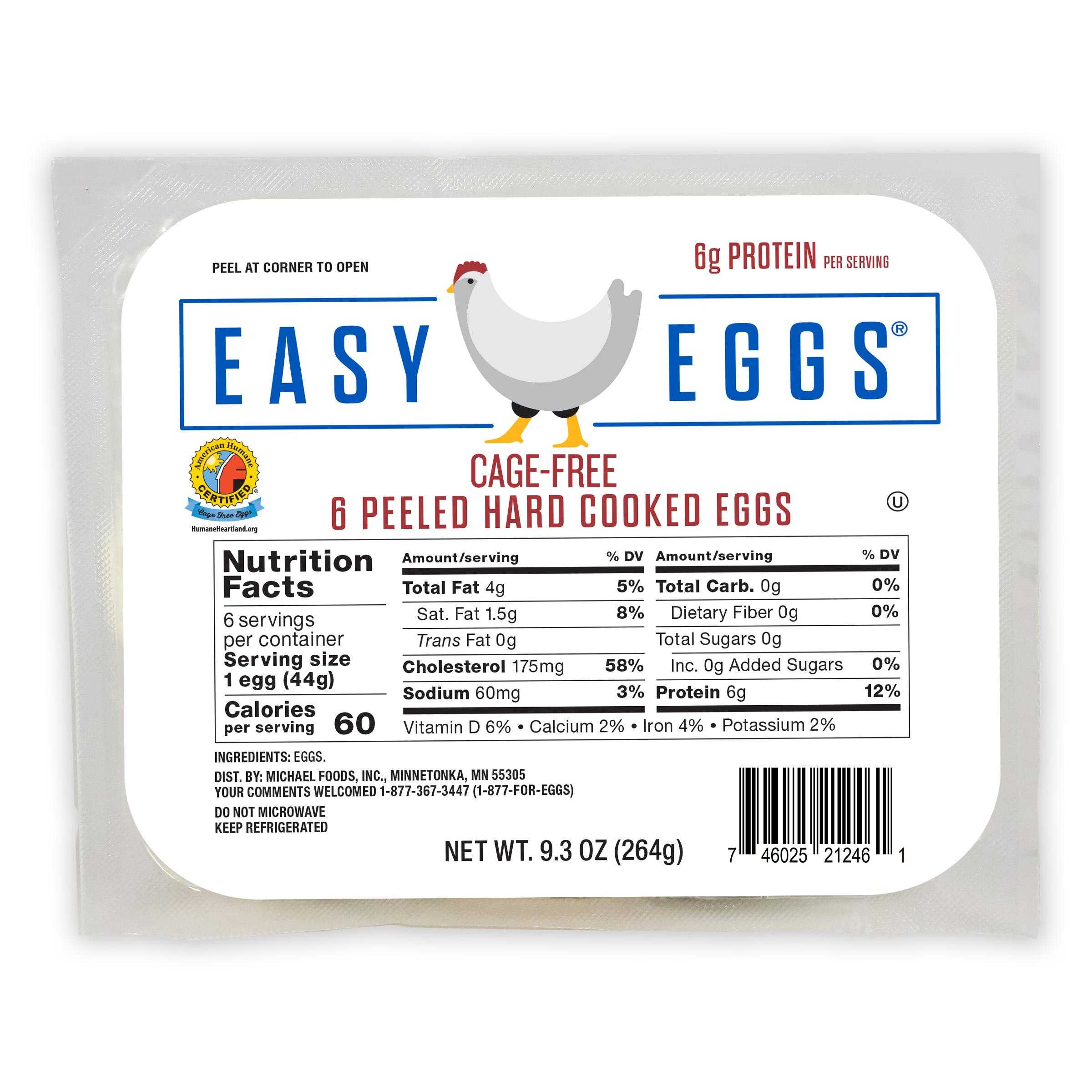 Easy Eggs® American Humane Certified Cage Free Peeled Hard Cooked Eggs, 6/6 Count Retail Ready Dry Pack