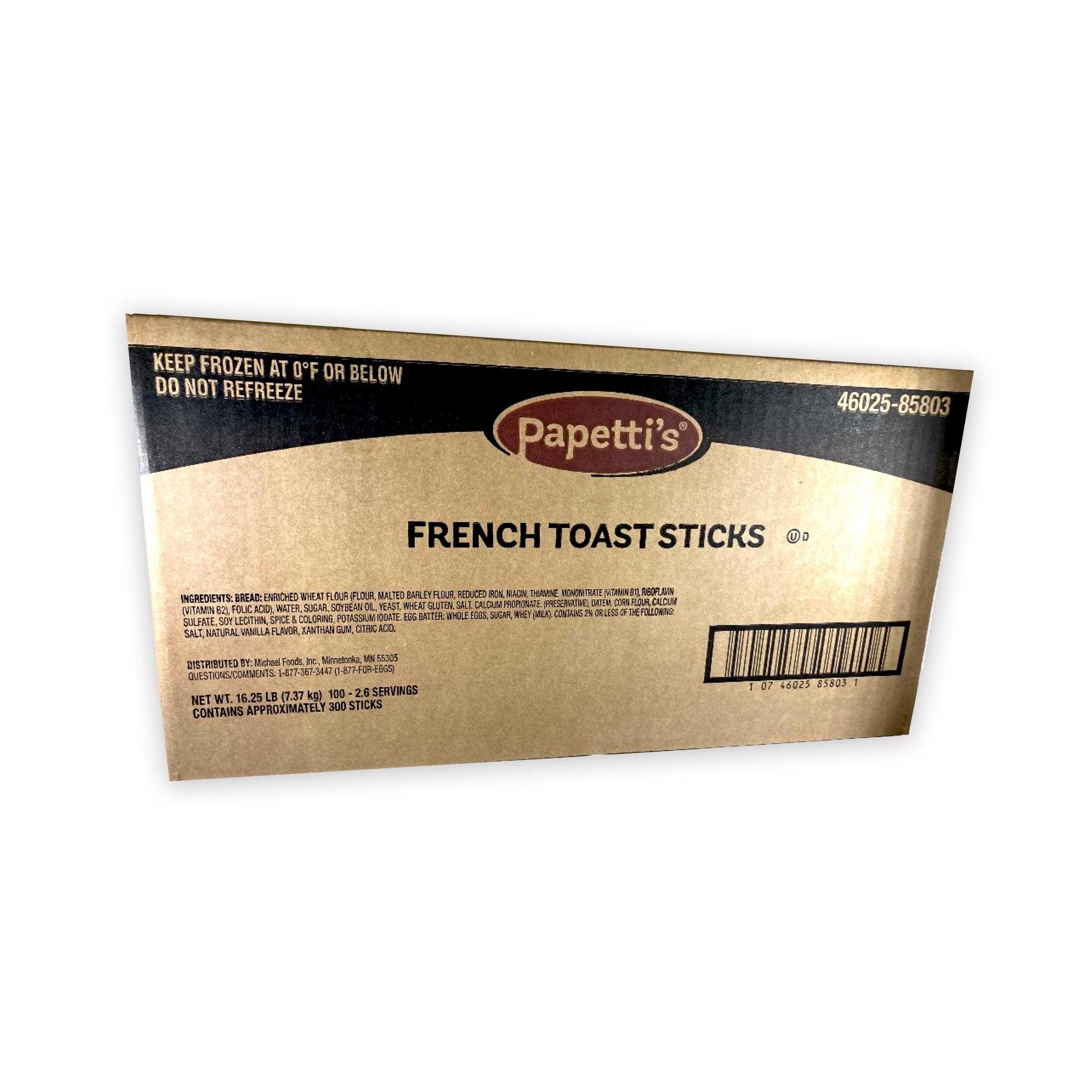 Papetti’s® Fully Cooked Plain French Toast Sticks, 100/2.6 Oz